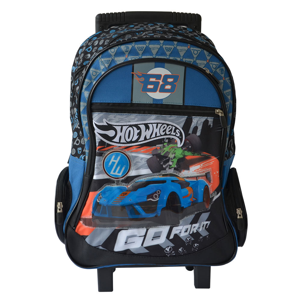 maleta con ruedas bolsillos go for it   hot wheels