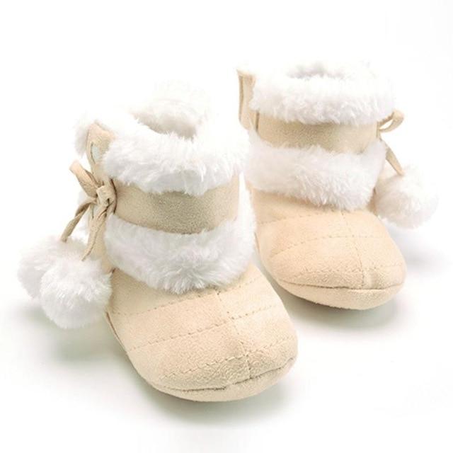 Winter Snow Boots For Baby Girls Super Warm Cotton Cloth Shoes For Girl Babies Bowknot Balls Princess Shoes Footwear