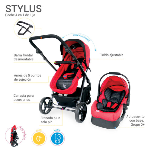 coche travel system 4 en 1 de lujo stylus marca bbjoy