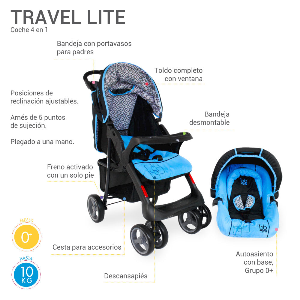 coche travel system 4 en 1 travel lite marca bbjoy